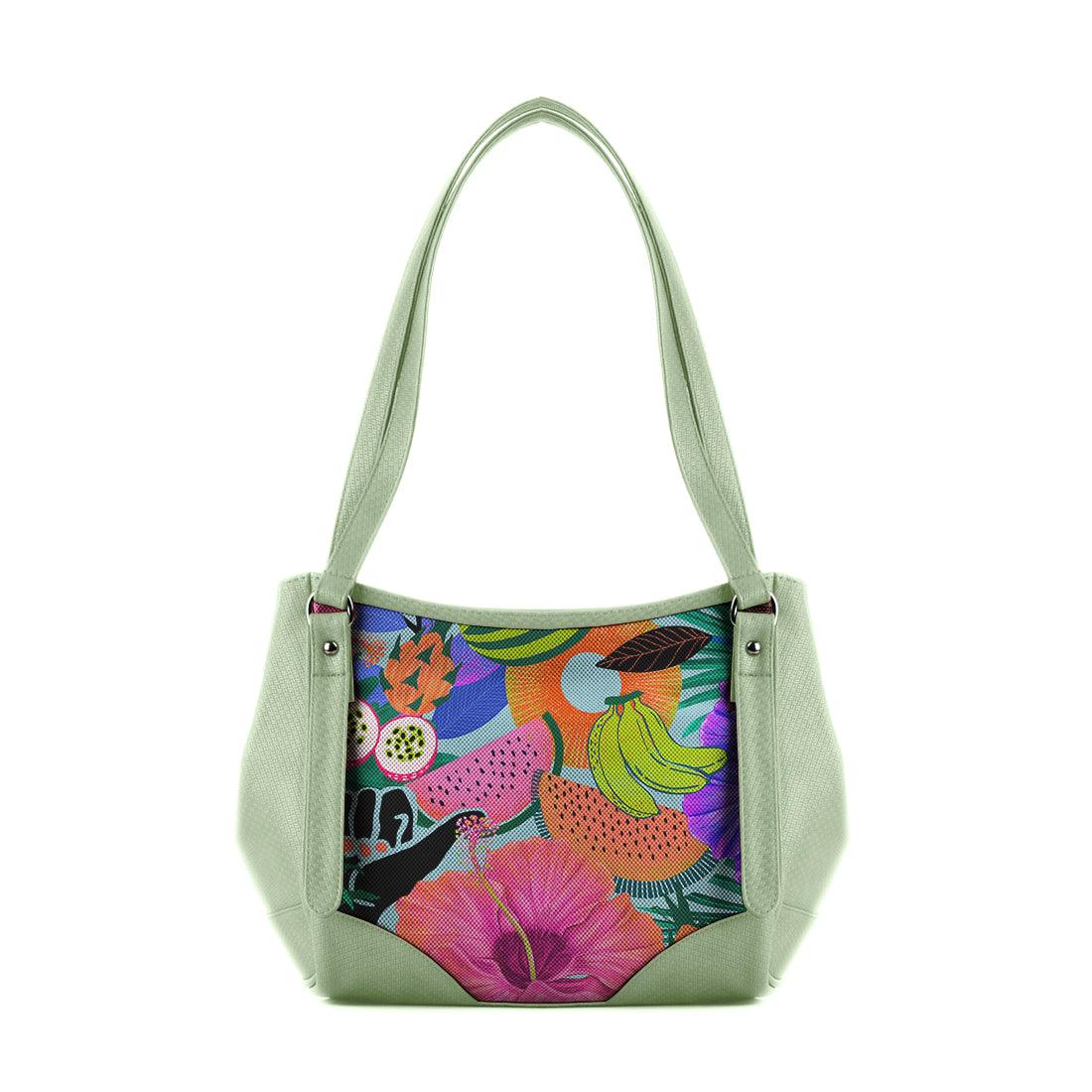 Mint Green Leather Tote Bag Summer Pattern - CANVAEGYPT