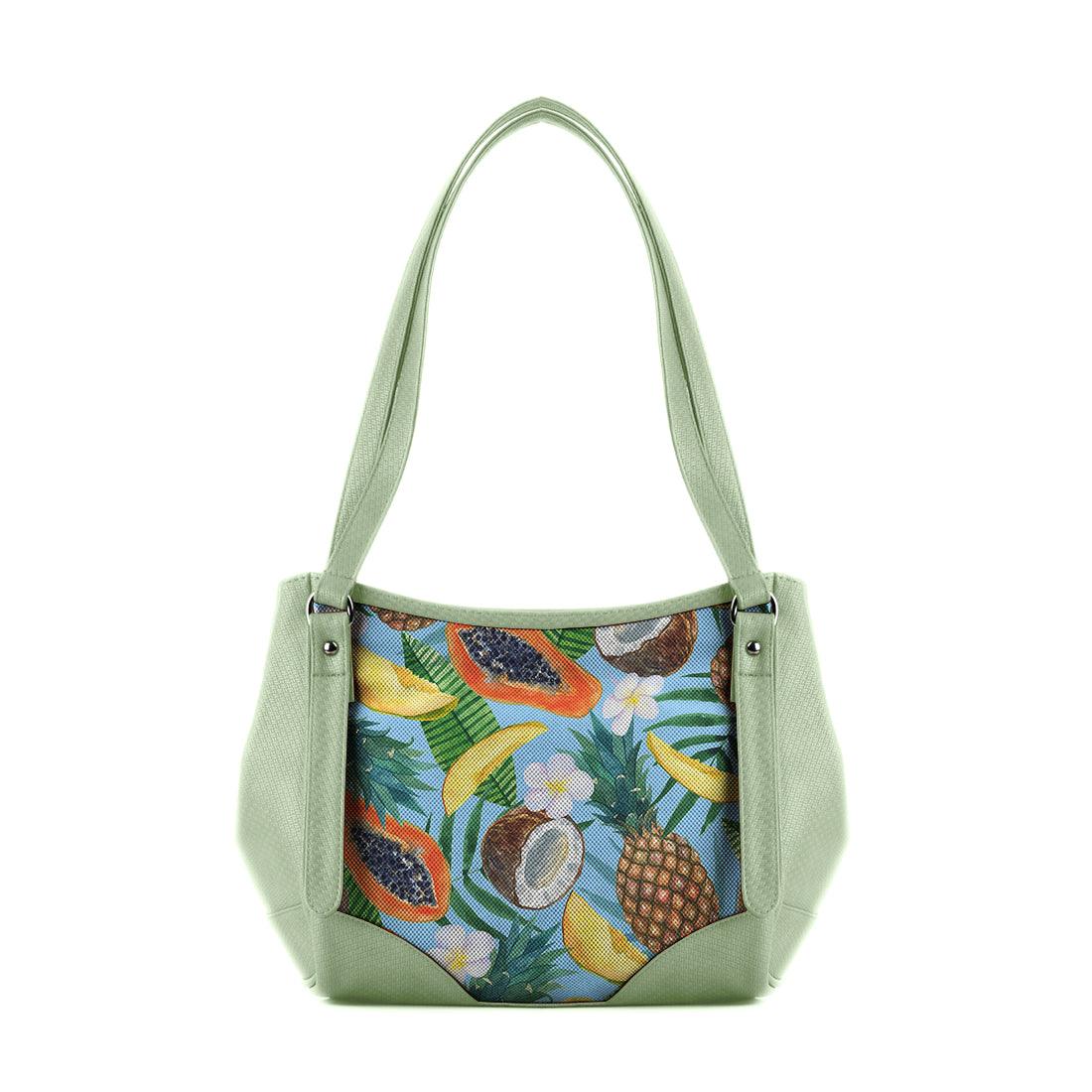 Mint Green Leather Tote Bag Tropical - CANVAEGYPT