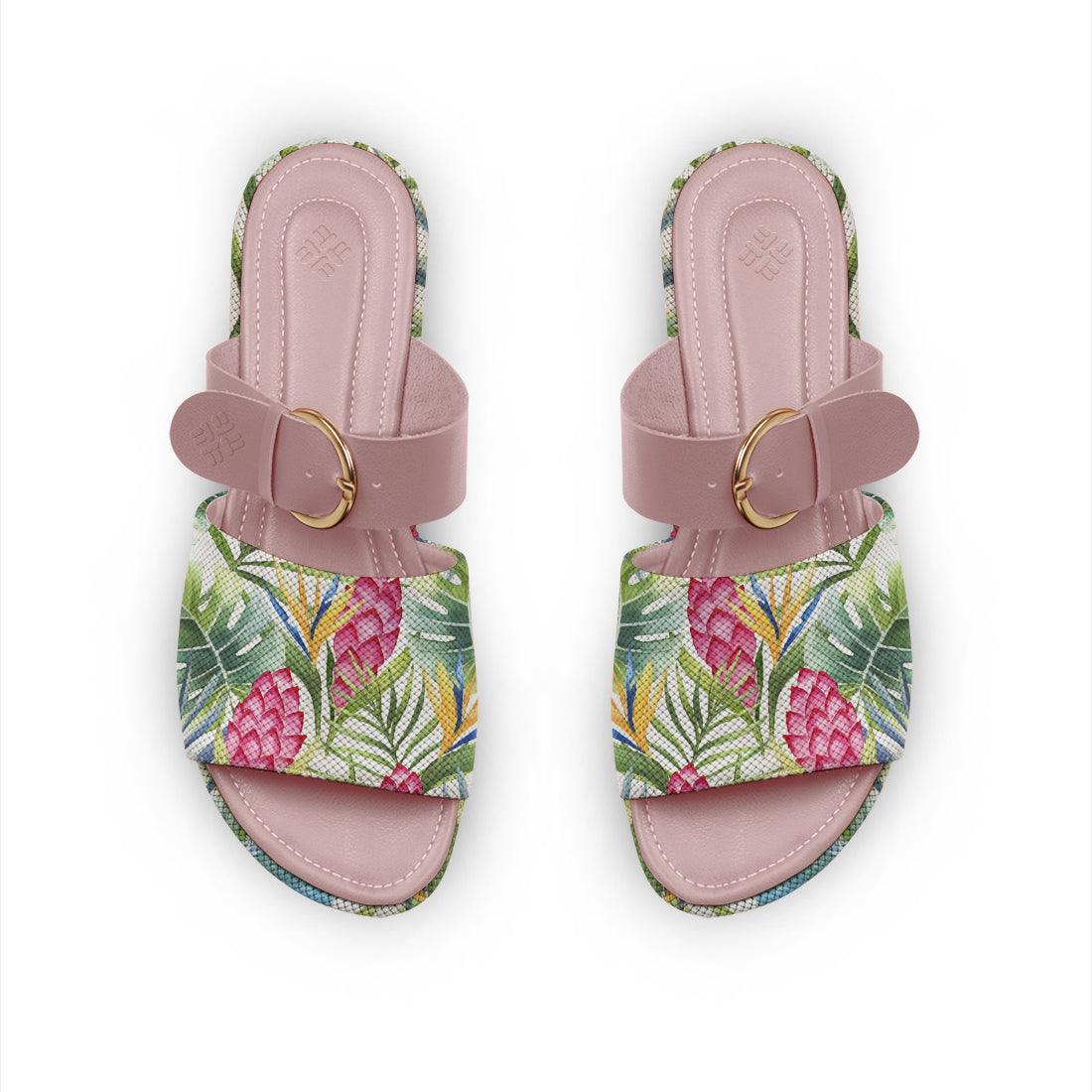 Rose Buckle Slide Slipper Leaf Summer - CANVAEGYPT