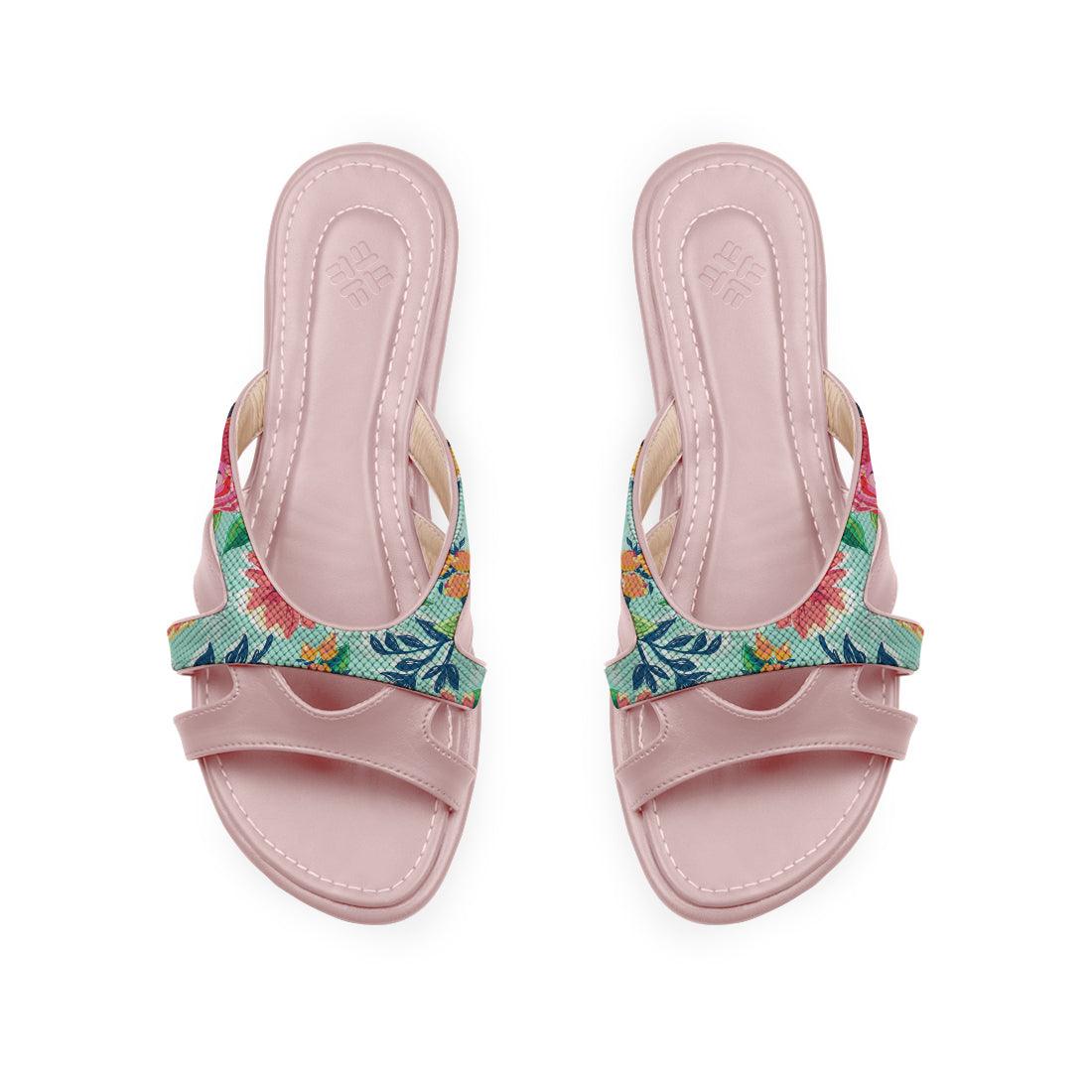 Rose Split Slipper Cyan Floral - CANVAEGYPT