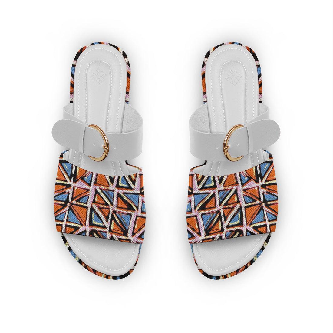 White Buckle Slide Slipper Geo - CANVAEGYPT