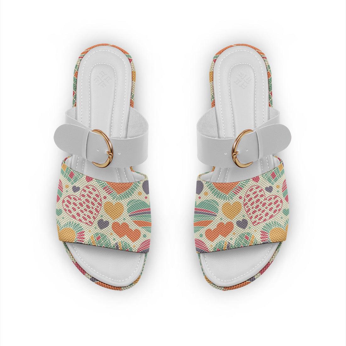 White Buckle Slide Slipper Hearts - CANVAEGYPT