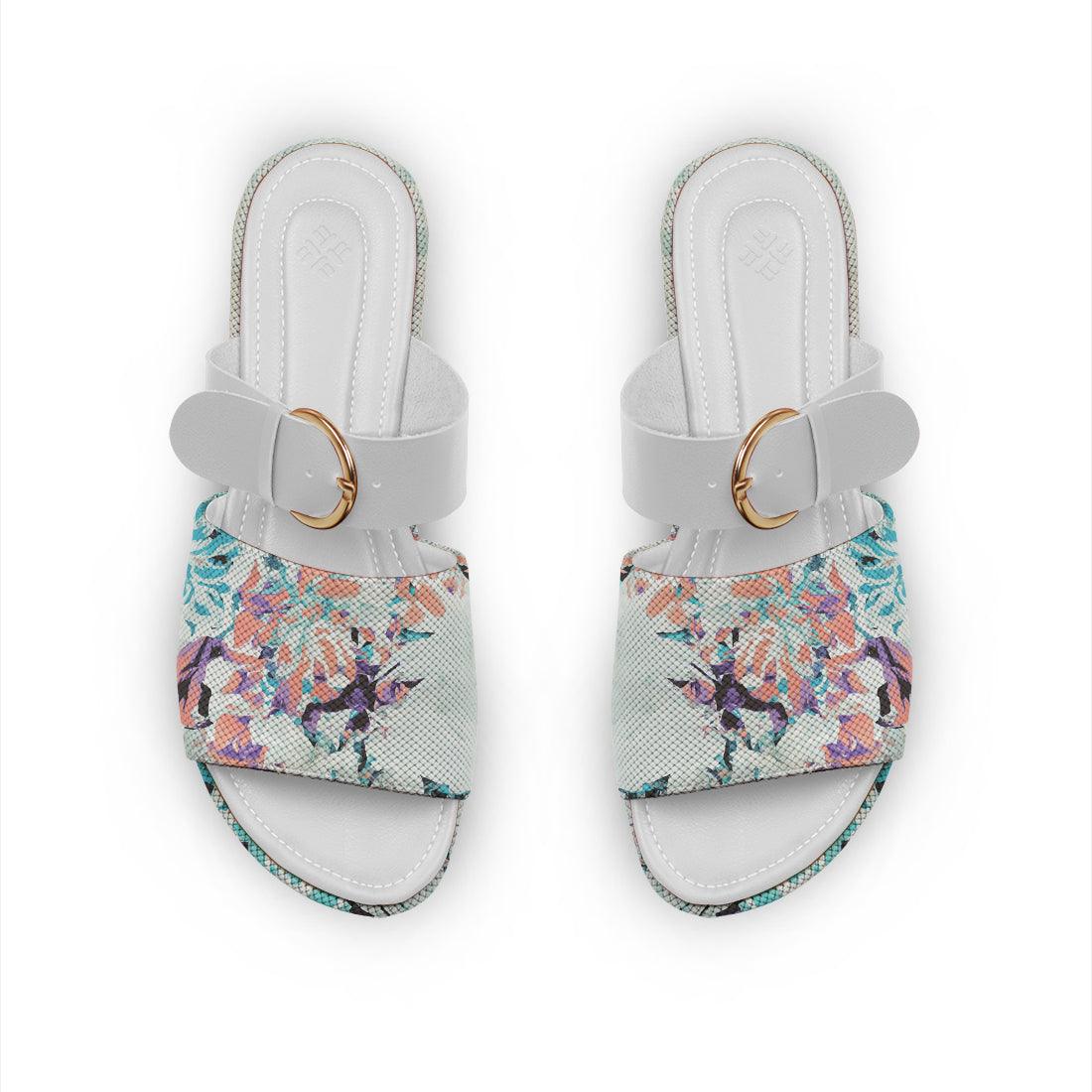 White Buckle Slide Slipper Light Scatter - CANVAEGYPT