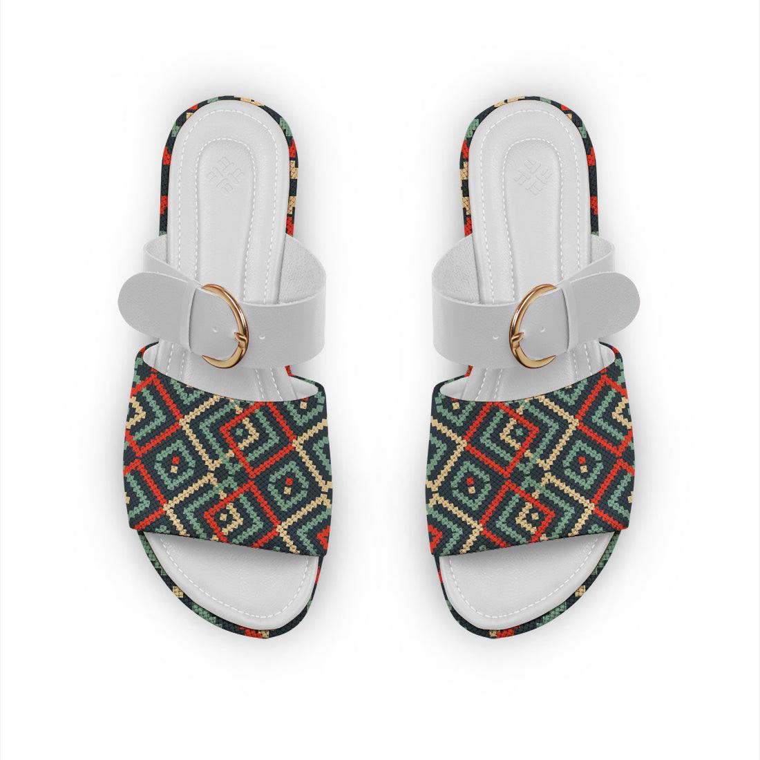 White Buckle Slide Slipper Scandinavian - CANVAEGYPT