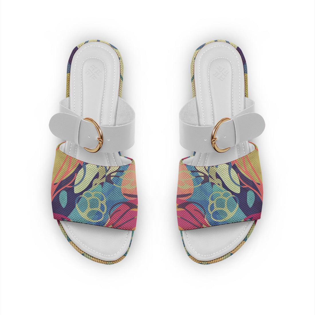 White Buckle Slide Slipper Sea Herbs - CANVAEGYPT