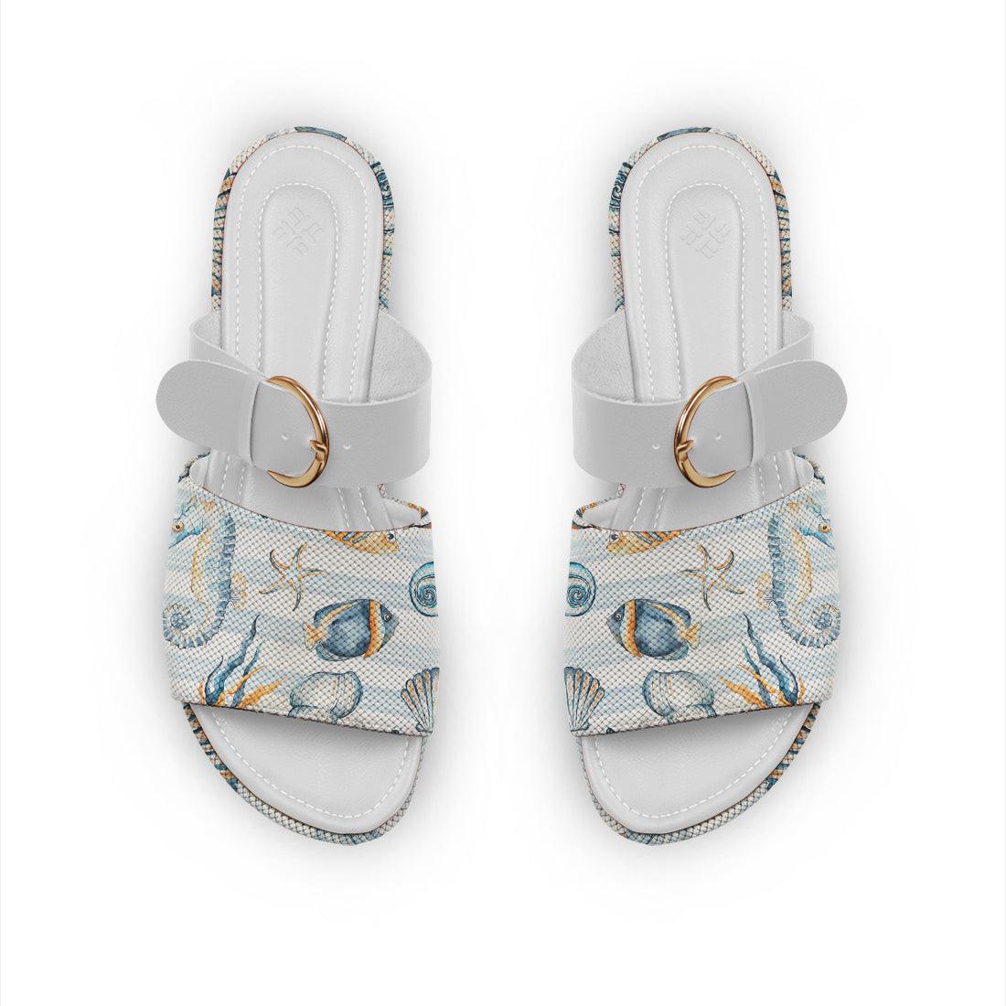 White Buckle Slide Slipper Sea Life - CANVAEGYPT