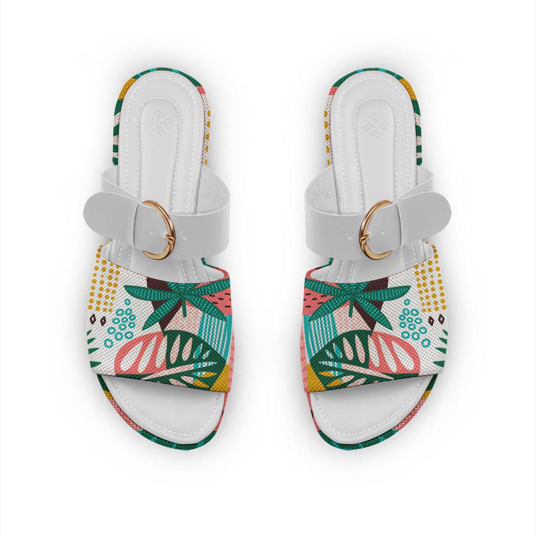 White Buckle Slide Slipper Summer Abstract - CANVAEGYPT