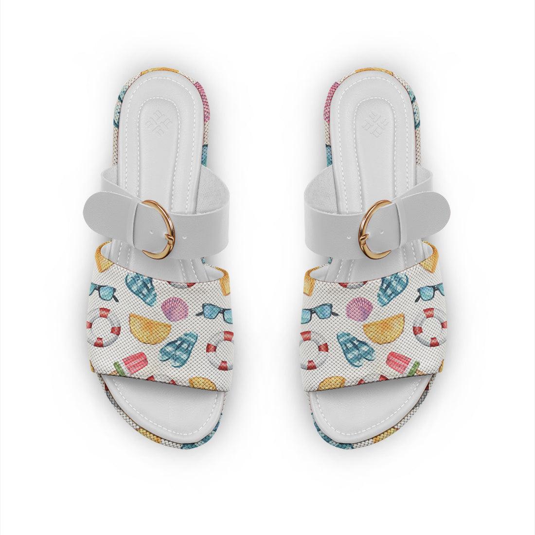 White Buckle Slide Slipper Summer Needs - CANVAEGYPT