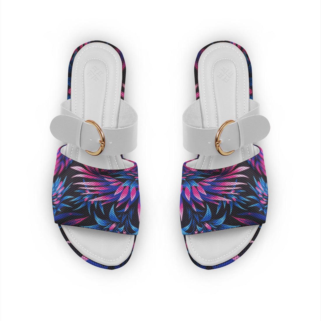 White Buckle Slide Slipper Tropical - CANVAEGYPT