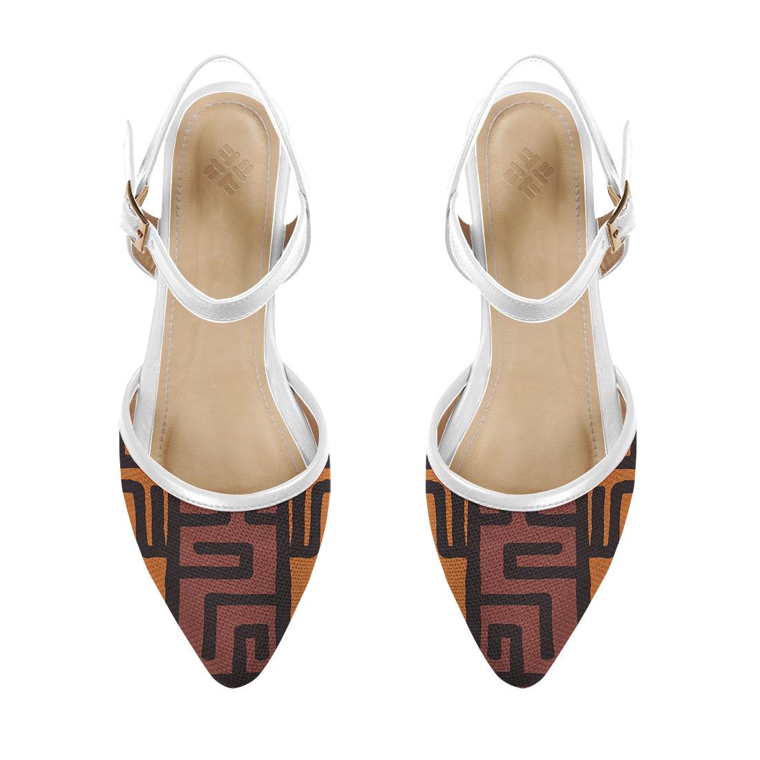 White Closed Strap Sandal African Tribal - CANVAEGYPT