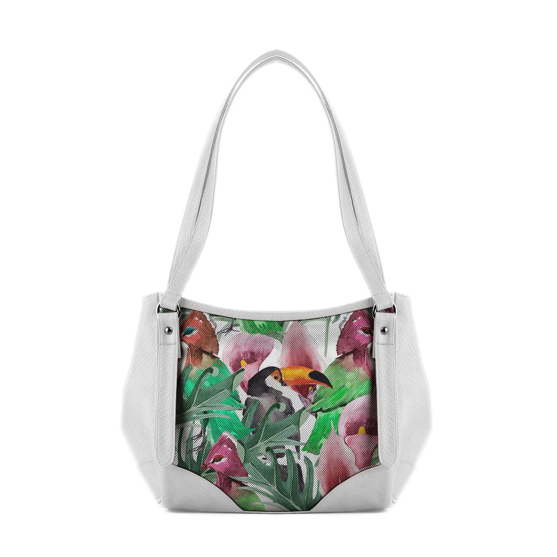 White Leather Tote Bag Bird - CANVAEGYPT