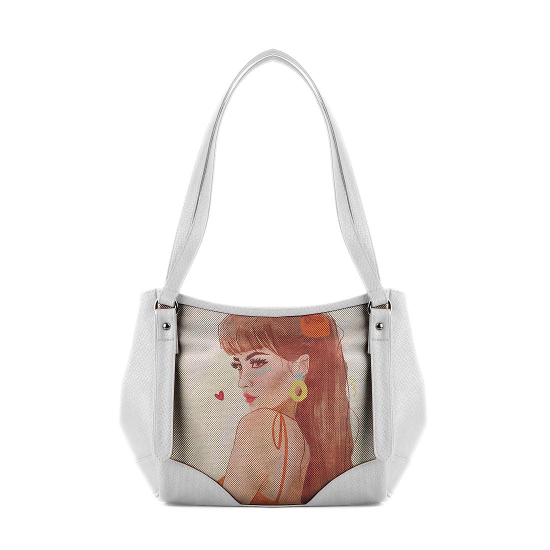 White Leather Tote Bag Brunette Beauty - CANVAEGYPT