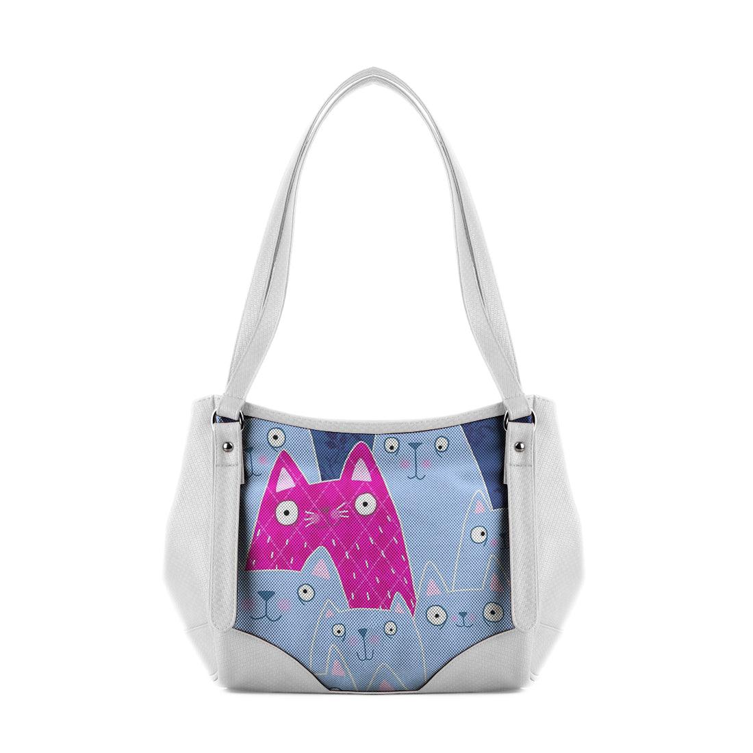 White Leather Tote Bag Cats - CANVAEGYPT