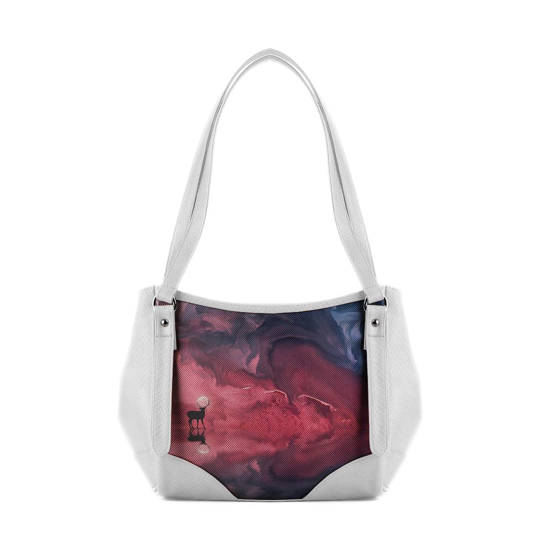 White Leather Tote Bag Deer Moon - CANVAEGYPT