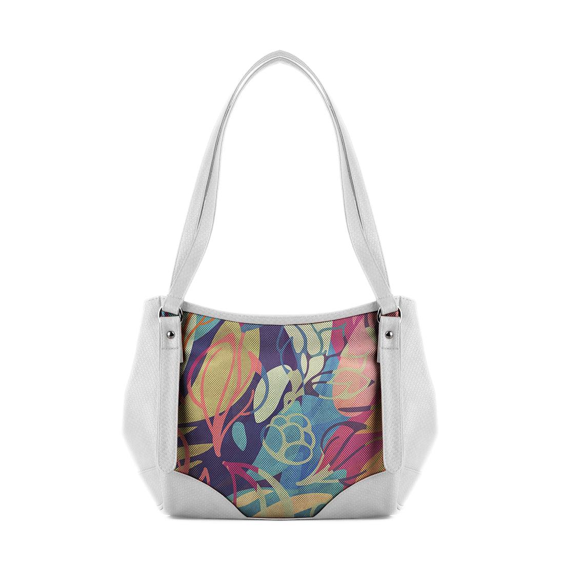 White Leather Tote Bag Sea Herbs - CANVAEGYPT