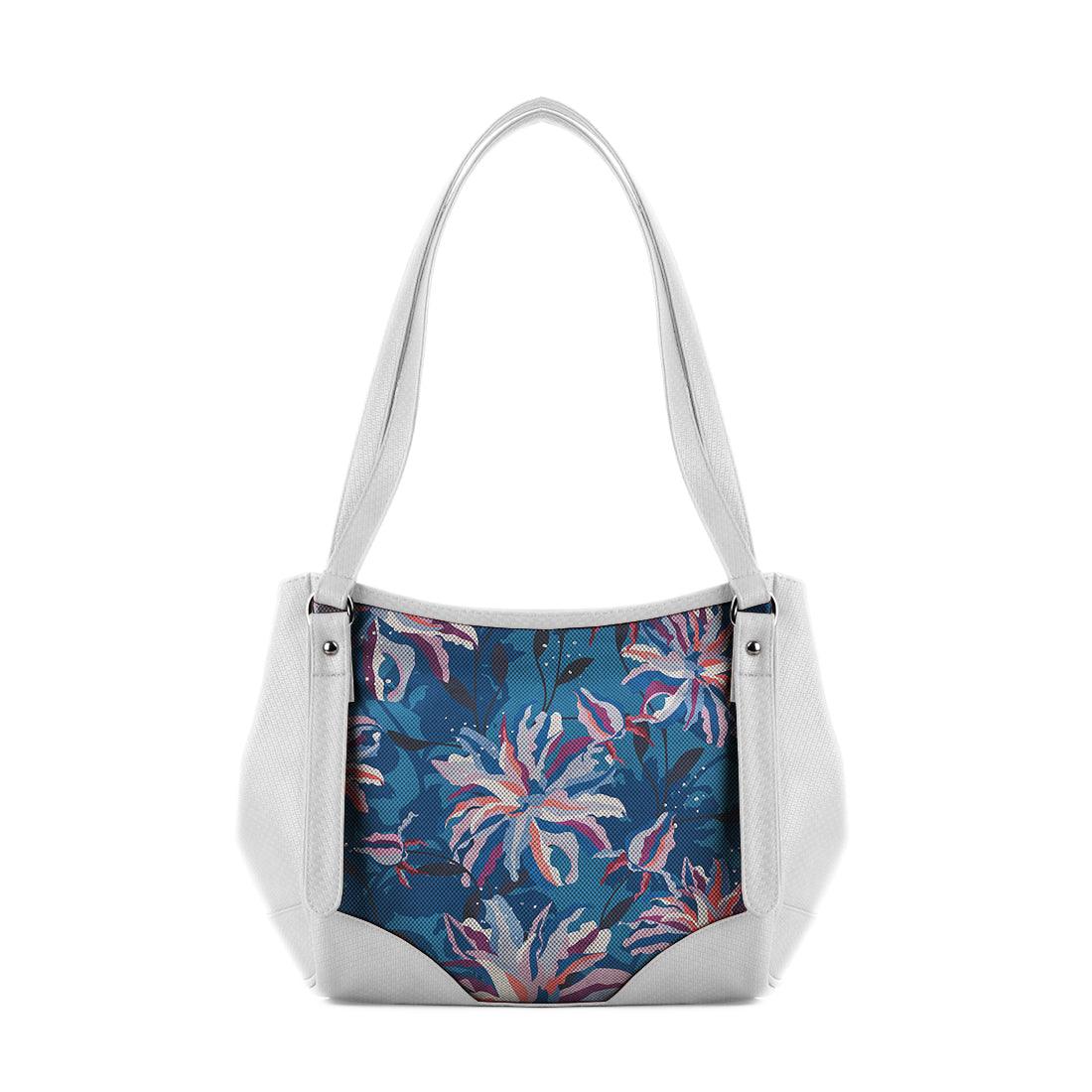 White Leather Tote Bag Sea Leaf - CANVAEGYPT