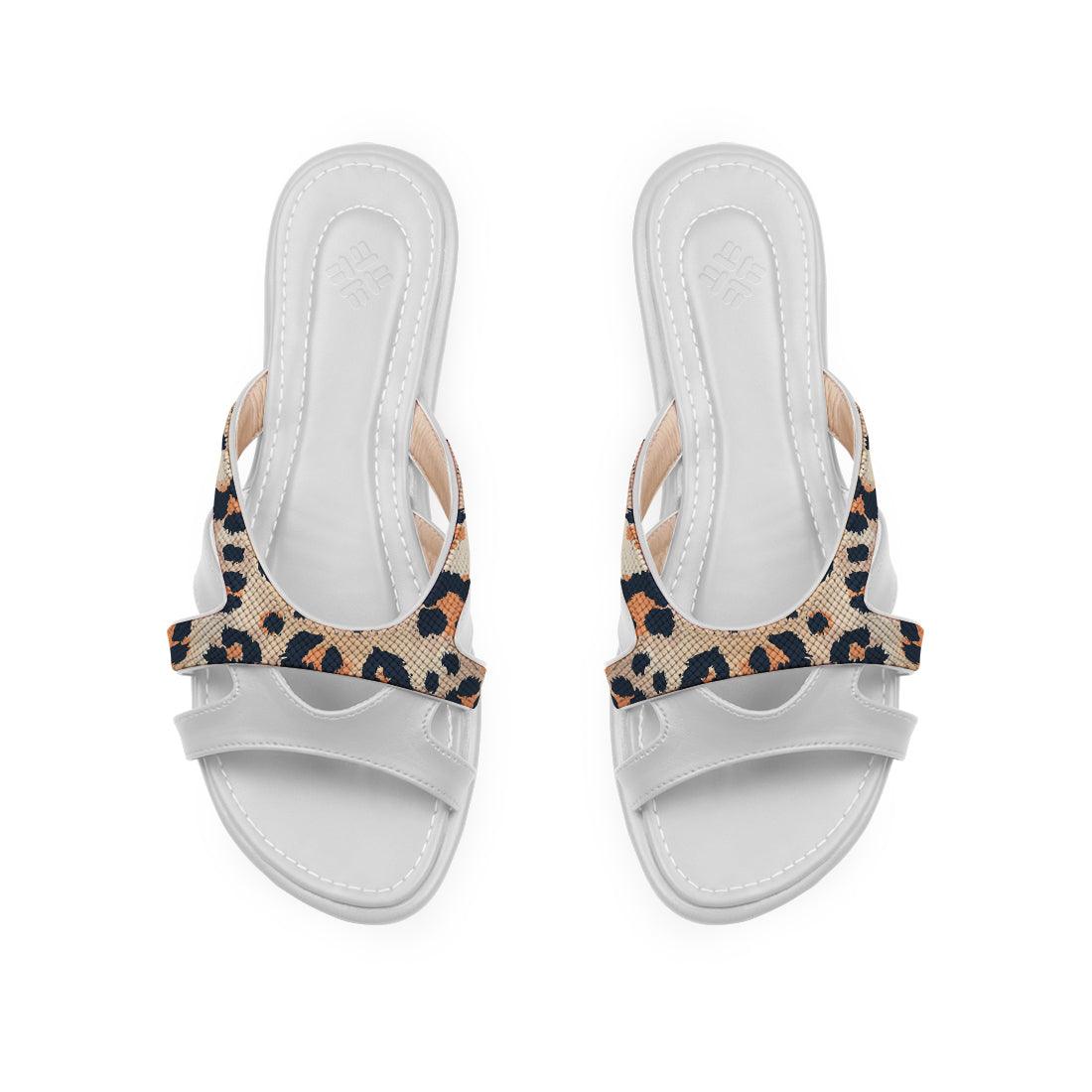 White Split Slipper Orange Cheetah - CANVAEGYPT