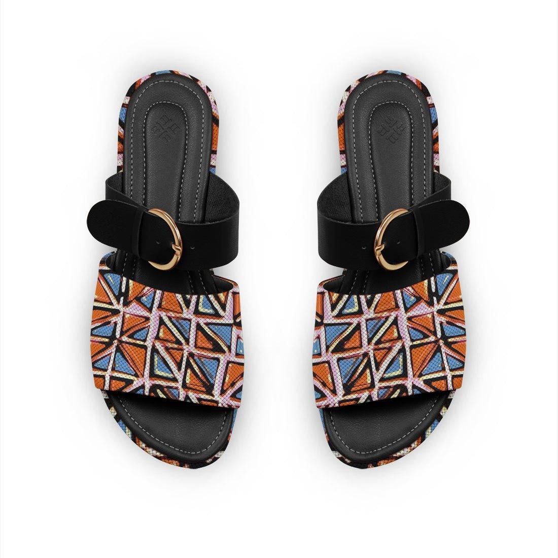 Black Buckle Slide Slipper Geo - CANVAEGYPT