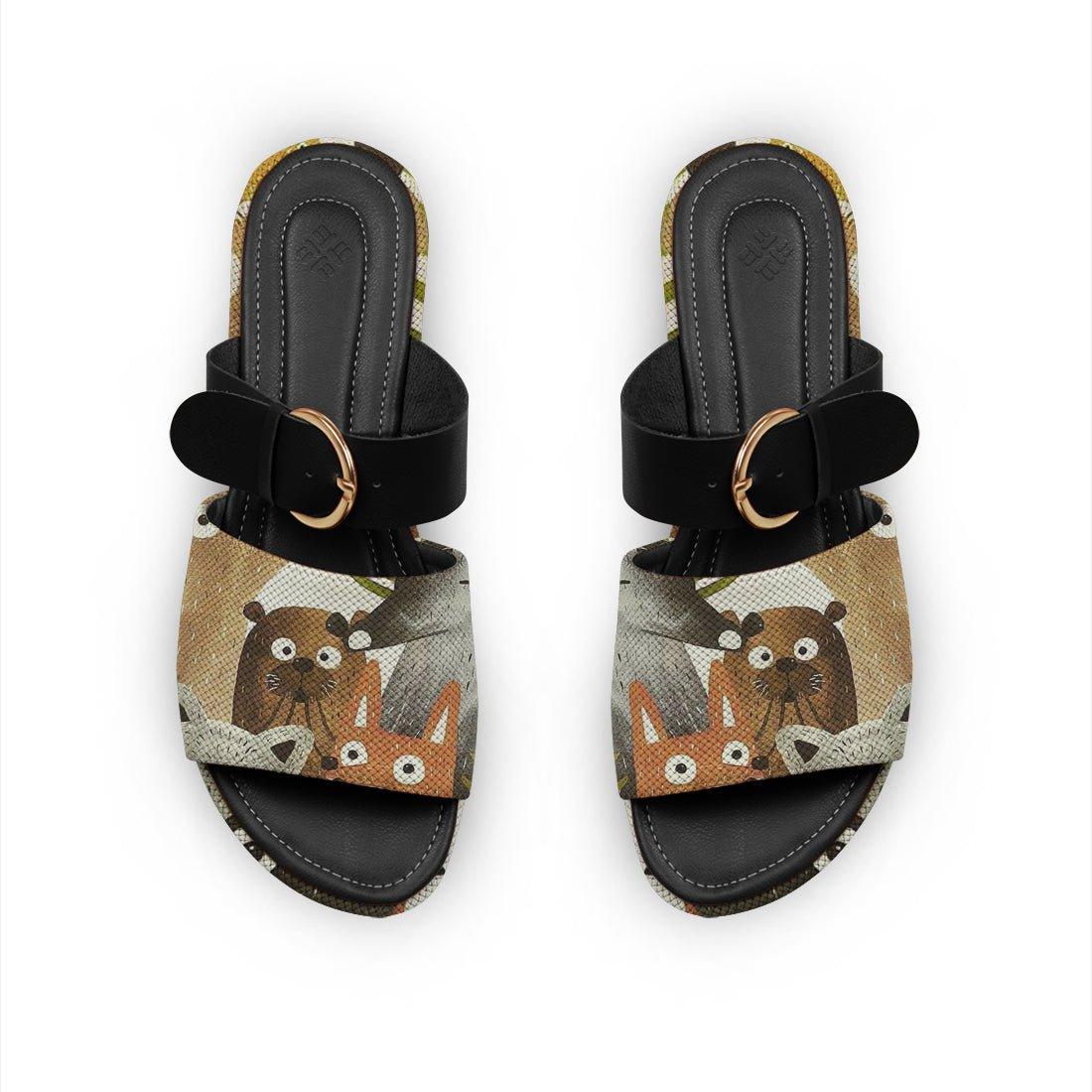 Black Buckle Slide Slipper Jungle - CANVAEGYPT