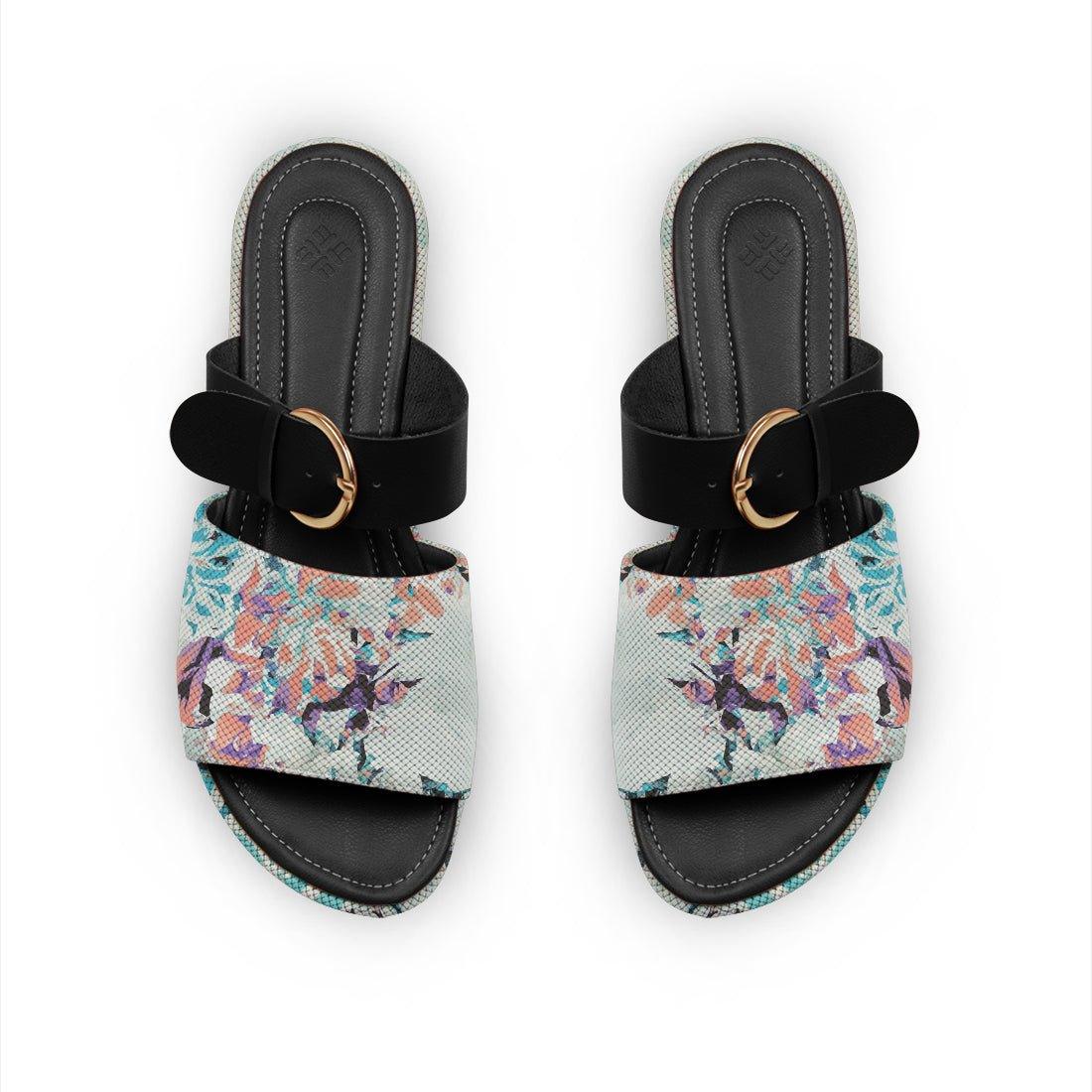 Black Buckle Slide Slipper Light Scatter - CANVAEGYPT