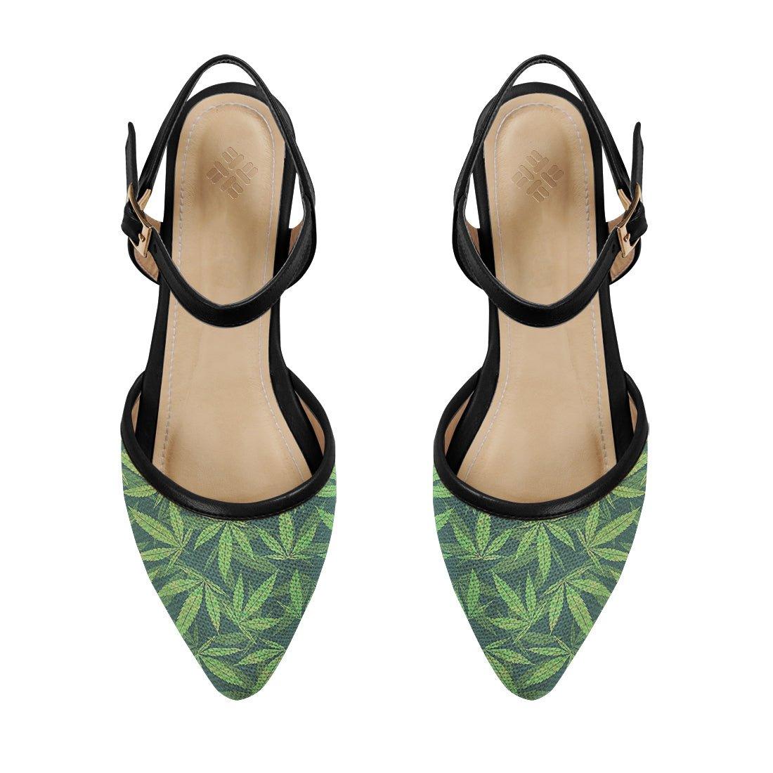 Black Closed Strap Sandal Palm Leafs - CANVAEGYPT